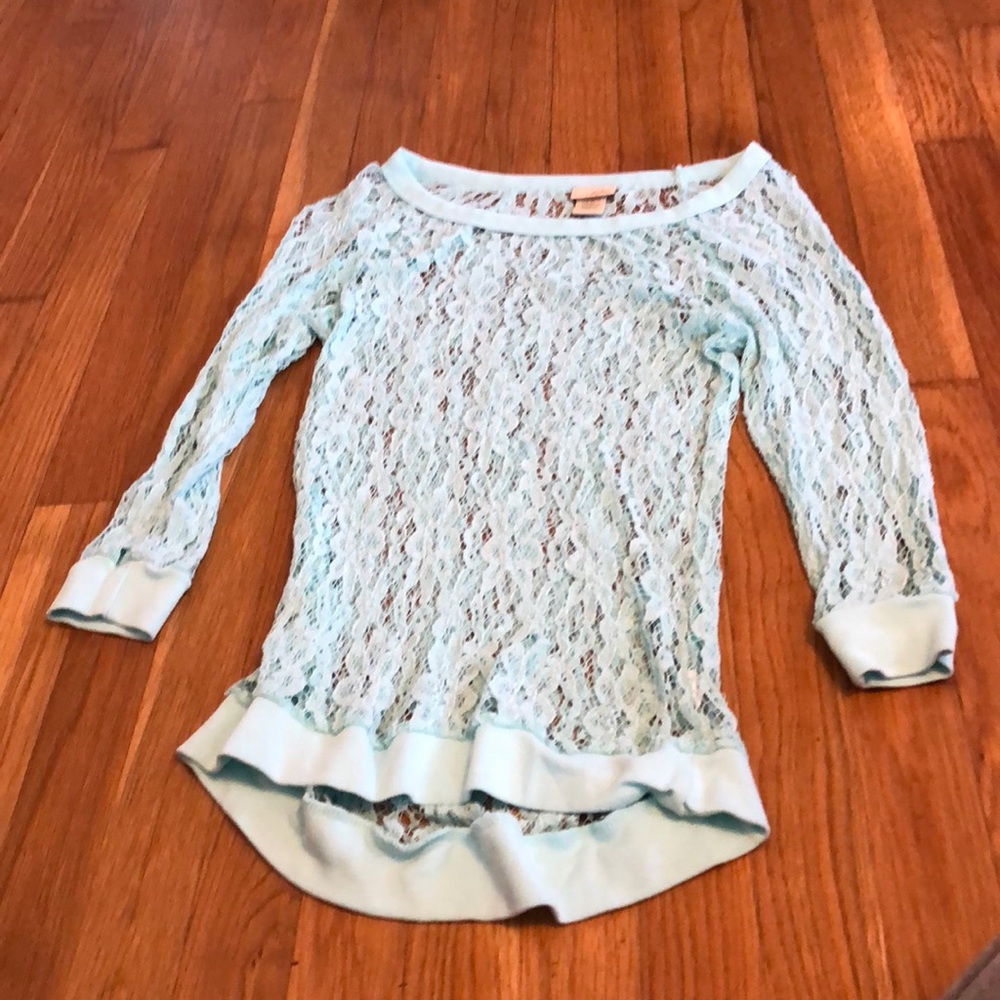 See through 3/4 sleeve tee